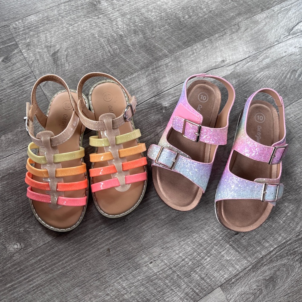 2 pairs size 10 girls sandals